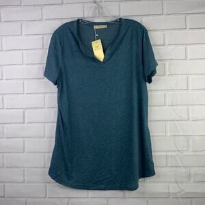 NWT Miusey t-shirt open V neck dark teal women's size XL